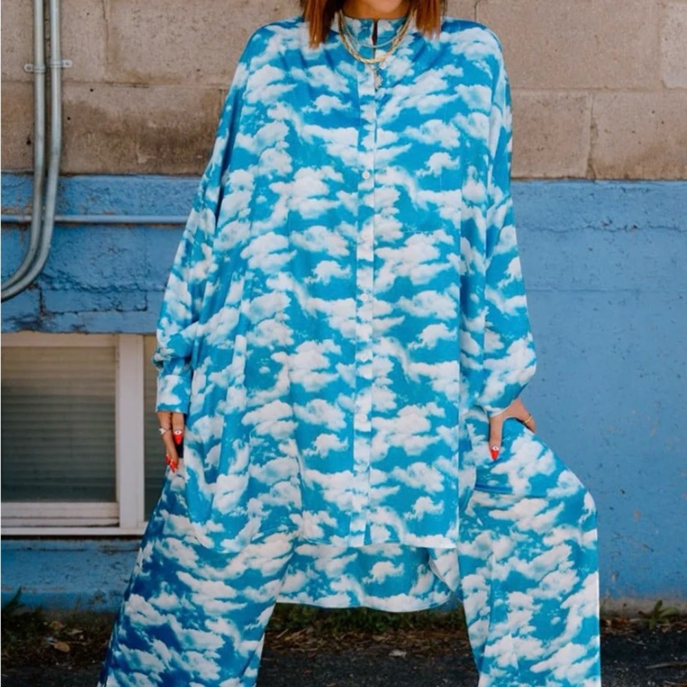 Dressed in LALA Blue Cloud Print Set